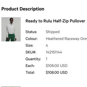 Ready To RuLu half zip. Grey. Size 4